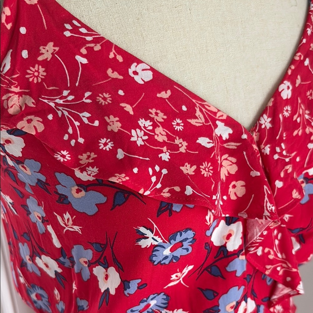 Express Red and Blue Ruffle Mini Dress - Picture 6 of 10